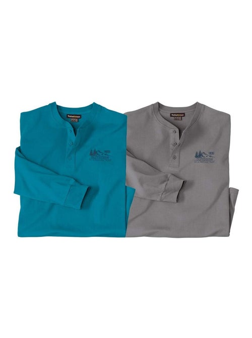 Set van 2 longsleeves met henleykraag - ATLAS FOR MEN - Kiabi Set van 2 longsleeves met henleykraag - ATLAS FOR MEN - Kiabi