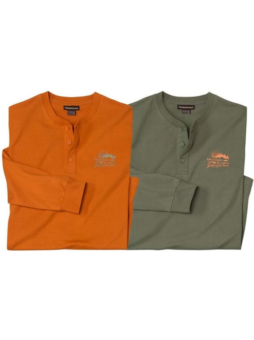 Set van 2 longsleeves met knopenhals Indian Summer - ATLAS FOR MEN - Kiabi Set van 2 longsleeves met knopenhals Indian Summer - ATLAS FOR MEN - Kiabi
