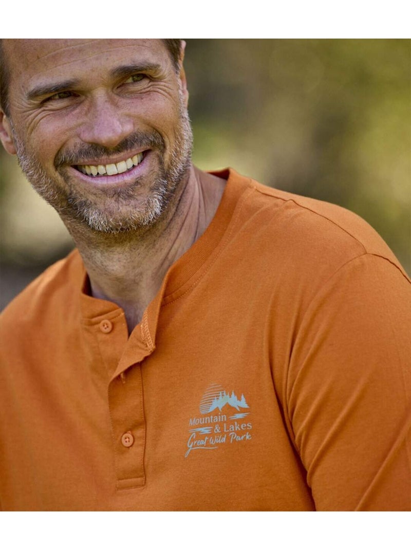 Set van 2 longsleeves met knopenhals Indian Summer - ATLAS FOR MEN Groen/Oranje - Kiabi