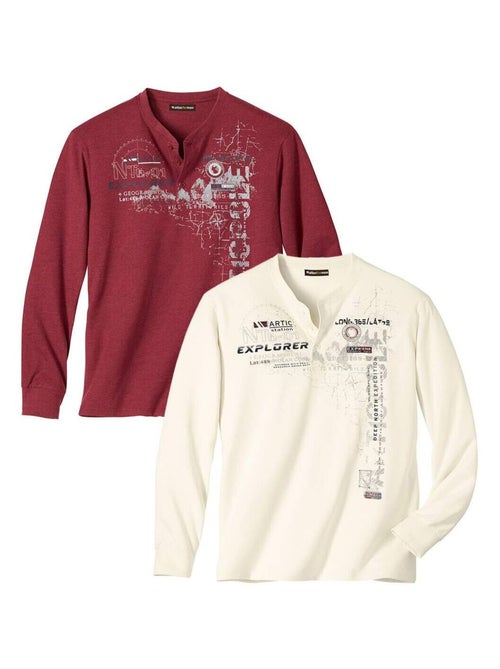 Set van 2 longsleeves met Tunesische kraag - ATLAS FOR MEN - Kiabi Set van 2 longsleeves met Tunesische kraag - ATLAS FOR MEN - Kiabi