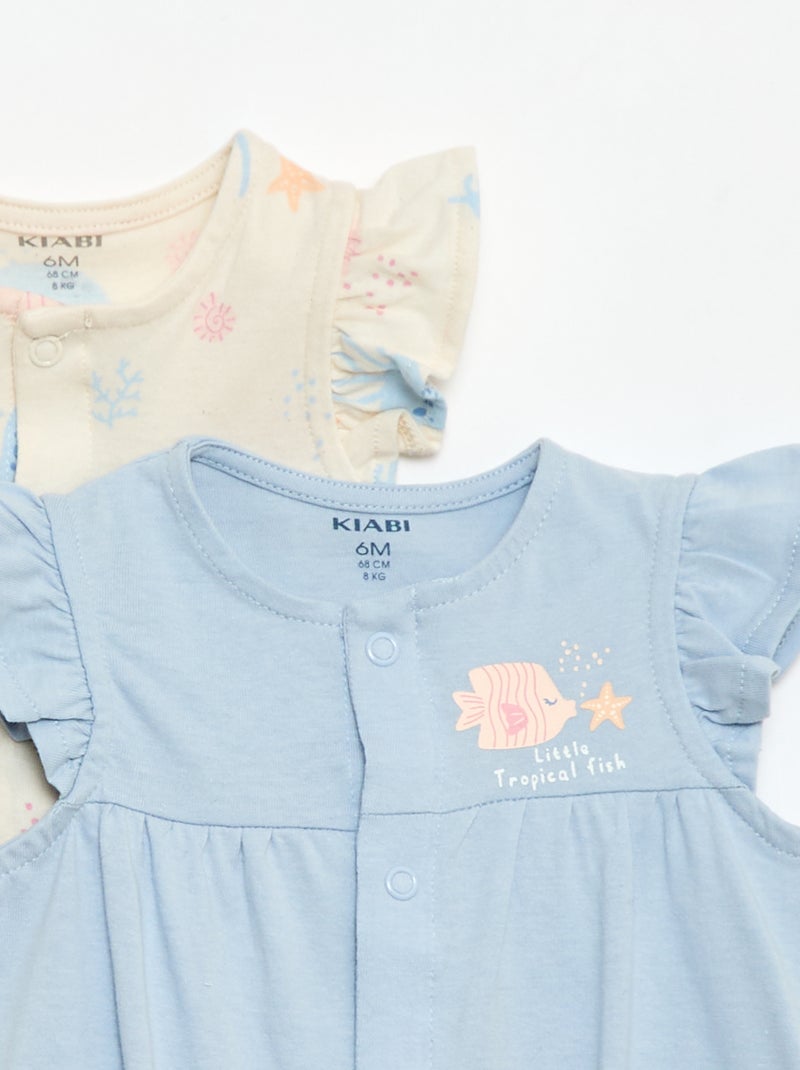 Set van 2 luchtige slaappakken met ruches bij de armsgaten Biege - Kiabi