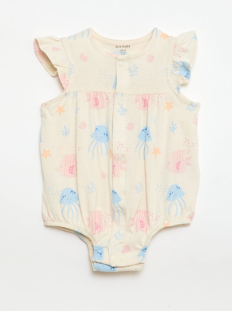 Set van 2 luchtige slaappakken met ruches bij de armsgaten Biege - Kiabi