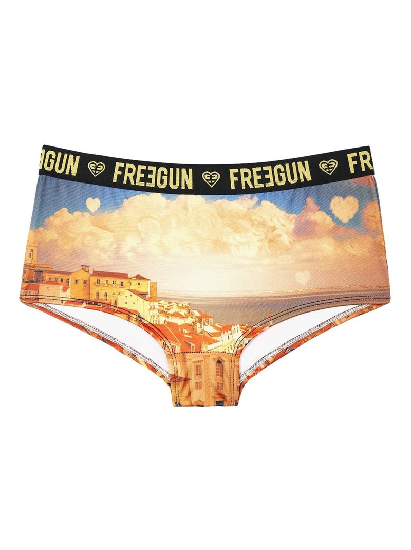Set van 2 meisjesshorts romantic cities orange Zwart - Kiabi