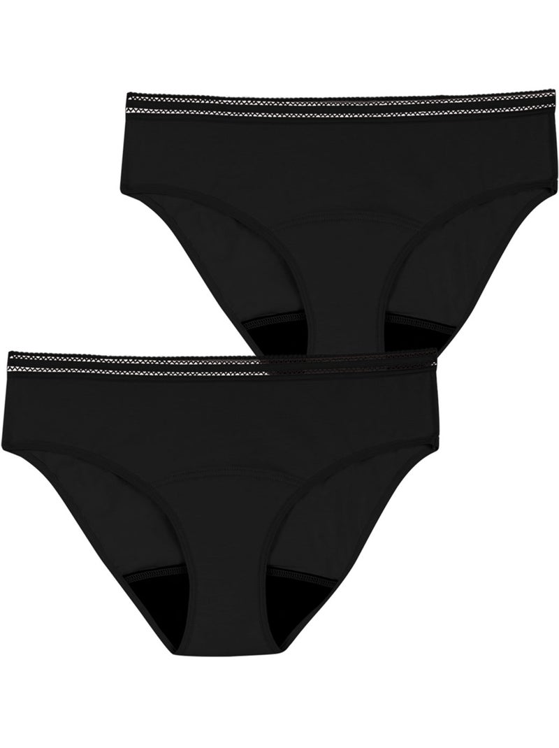 Set van 2 menstruatieslips dames athena Zwart - Kiabi