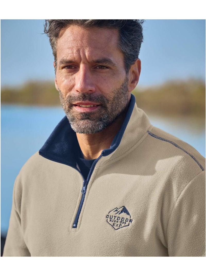 Set van 2 microfleece sweaters Outdoor - ATLAS FOR MEN Blauw Beige Blauw - Kiabi