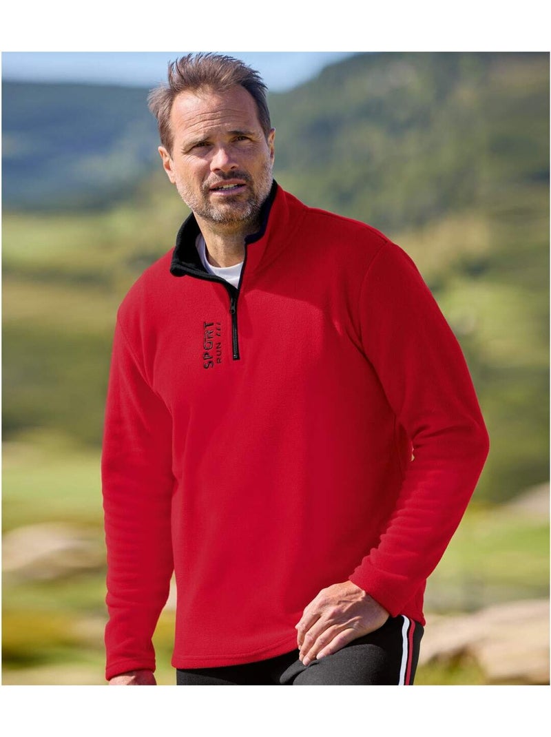 Set van 2 microfleece truien - ATLAS FOR MEN Zwart Rood - Kiabi