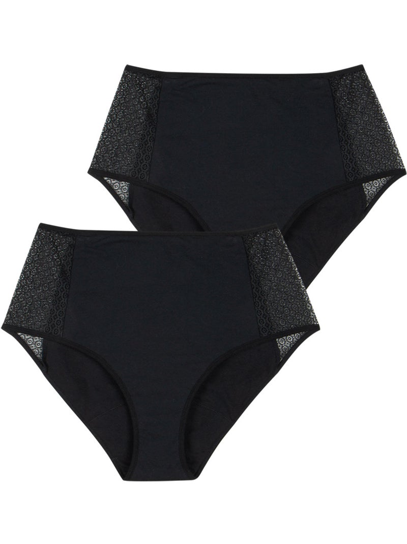 Set van 2 midi-slipjes bij urineverlies dames athena Zwart - Kiabi