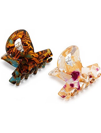 Set van 2 mini doorschijnende krab haarclips in acryl