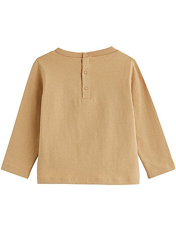 Set van 2 mokkakleurige baby-t-shirts met lange mouwen