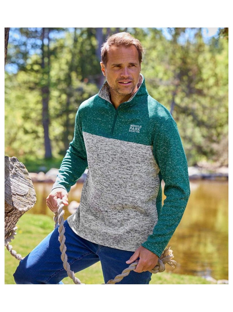 Set van 2 molton sweaters Wild Park - ATLAS FOR MEN Groengrijs - Kiabi