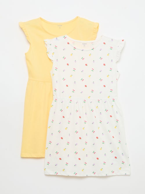 Set van 2 mouwloze jersey jurken met volants - Kiabi