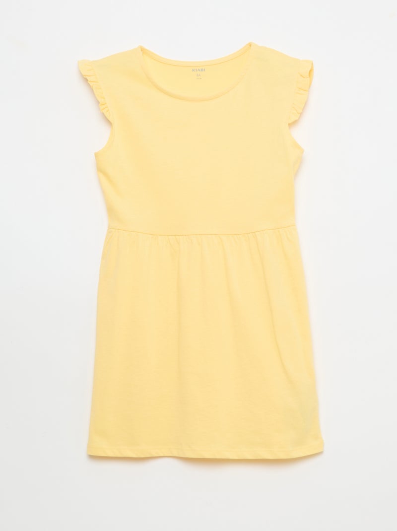 Set van 2 mouwloze jersey jurken met volants Geel - Kiabi