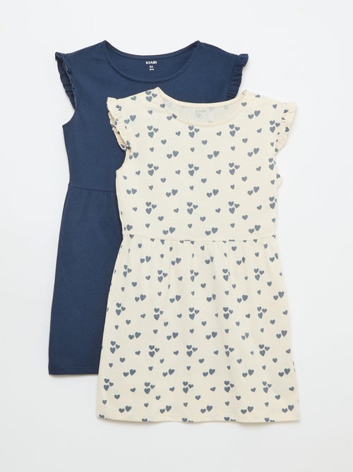 Set van 2 mouwloze jersey jurken met volants - Kiabi