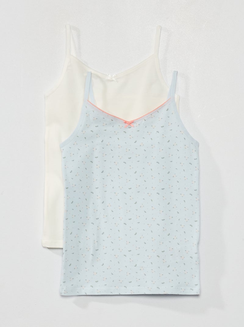 Set van 2 mouwloze tops van stretchkatoen BLAUW - Kiabi