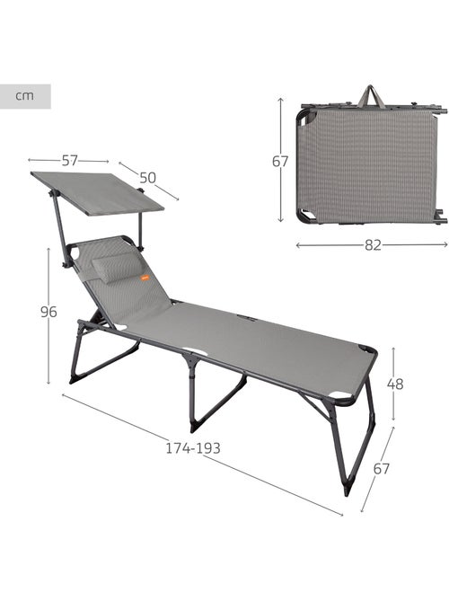 Set van 2 opvouwbare strandstoelen, extra hoog, met parasol kussen aktive - Kiabi