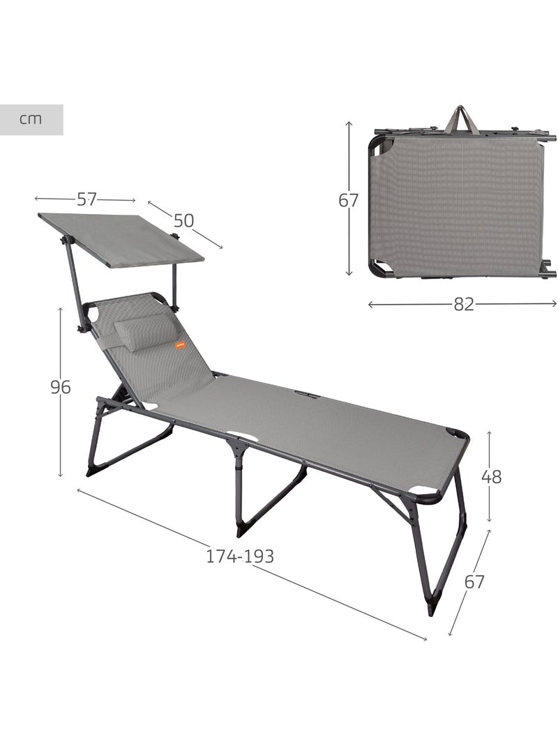 Set van 2 opvouwbare strandstoelen, extra hoog, met parasol kussen aktive Grijs - Kiabi