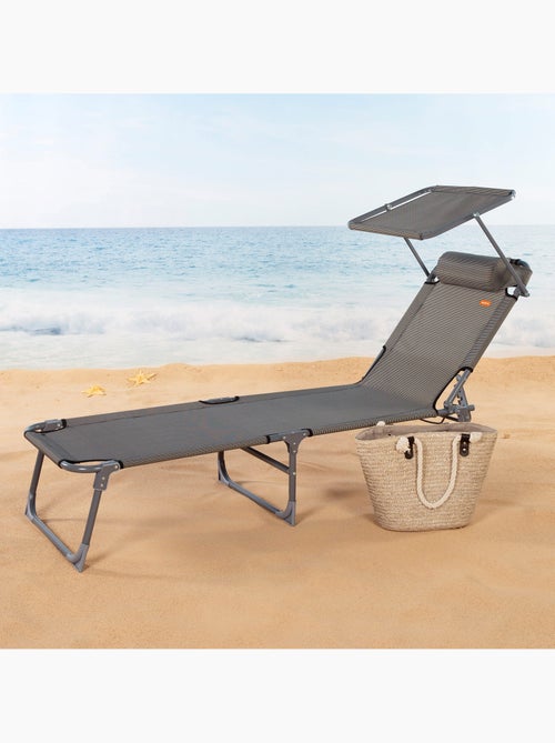 Set van 2 opvouwbare strandstoelen met parasol en gewatteerd kussen aktive - Kiabi