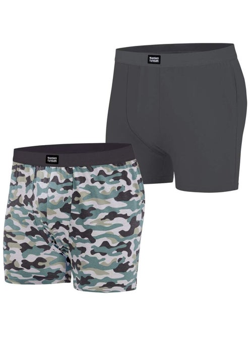 Set van 2 originele stretch-boxershorts - ATLAS FOR MEN - Kiabi Set van 2 originele stretch-boxershorts - ATLAS FOR MEN - Kiabi