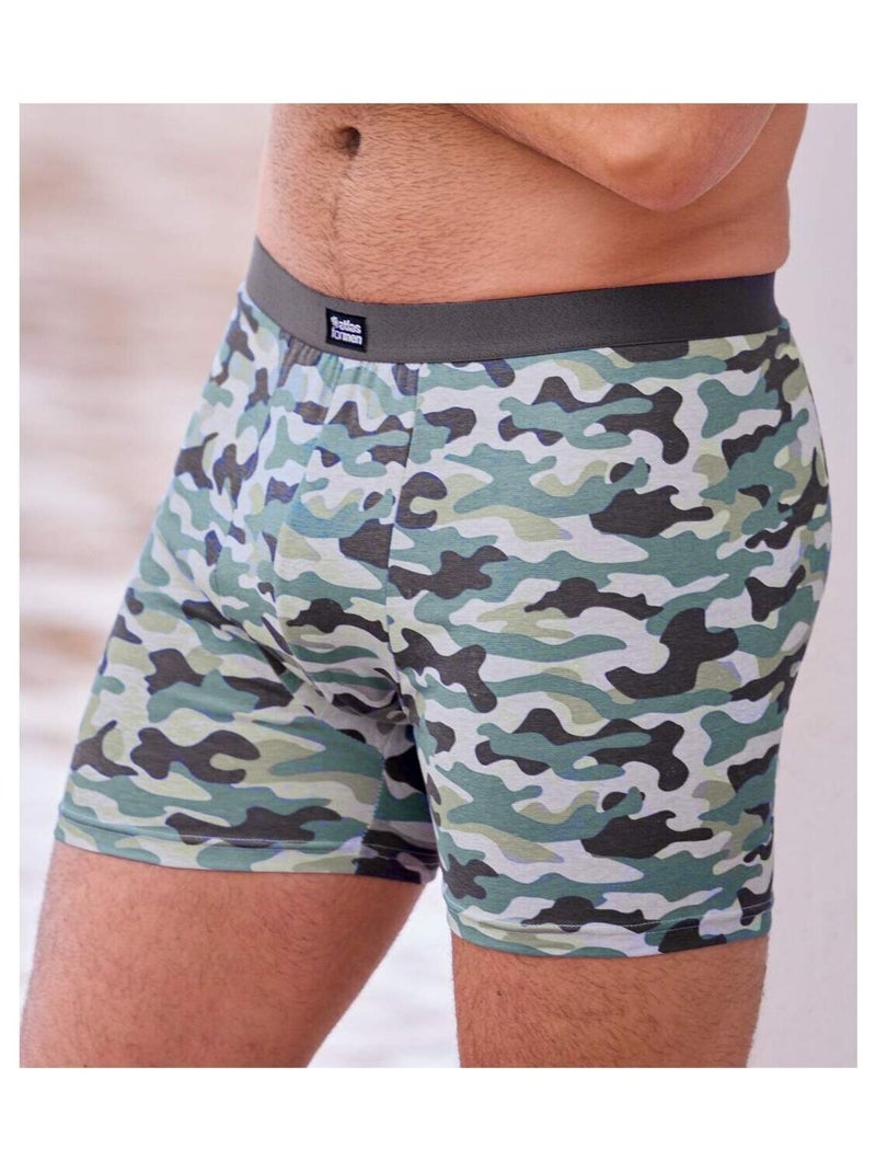 Set van 2 originele stretch-boxershorts - ATLAS FOR MEN Antracietblauw - Kiabi