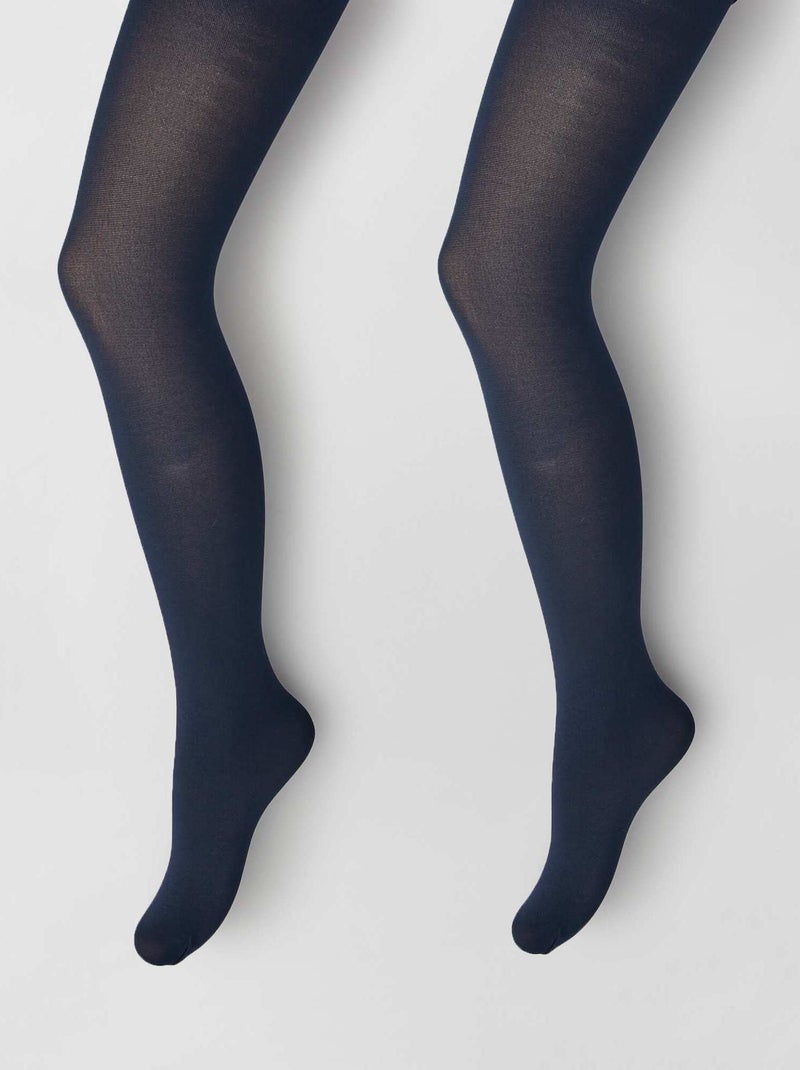 Set van 2 paar dunne, niet doorzichtige panty's marineblauw - Kiabi