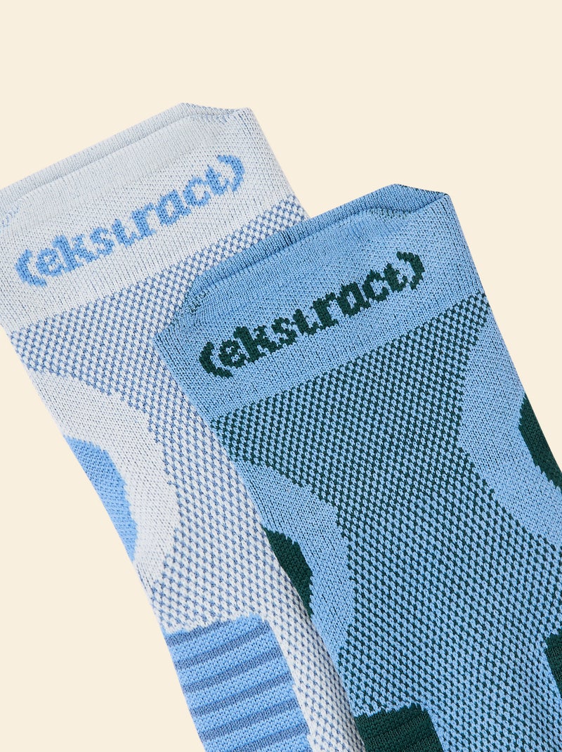 Set van 2 paar (ekstract) compressiekousen van katoen Blauw - Kiabi