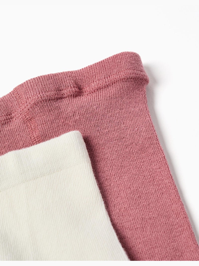 Set van 2 paar geribbelde/jacquard maillots Wit Roze - Kiabi