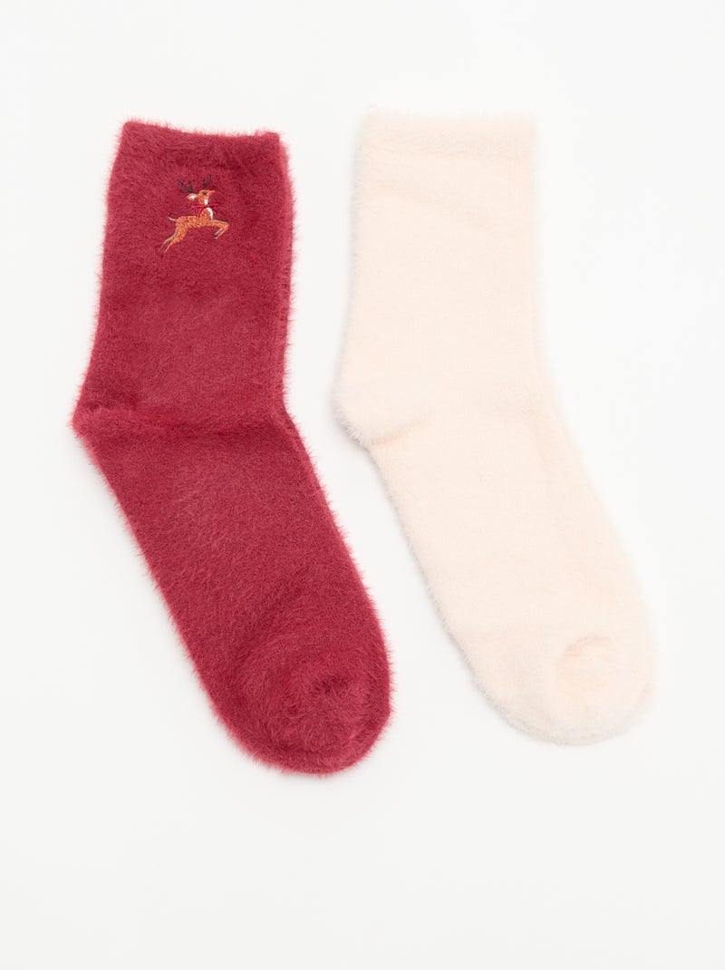 Set van 2 paar halfhoge sokken Rood - Kiabi