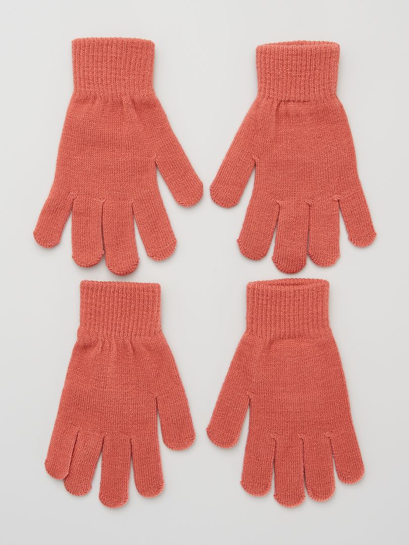 Set van 2 paar handschoenen donkerroze - Kiabi