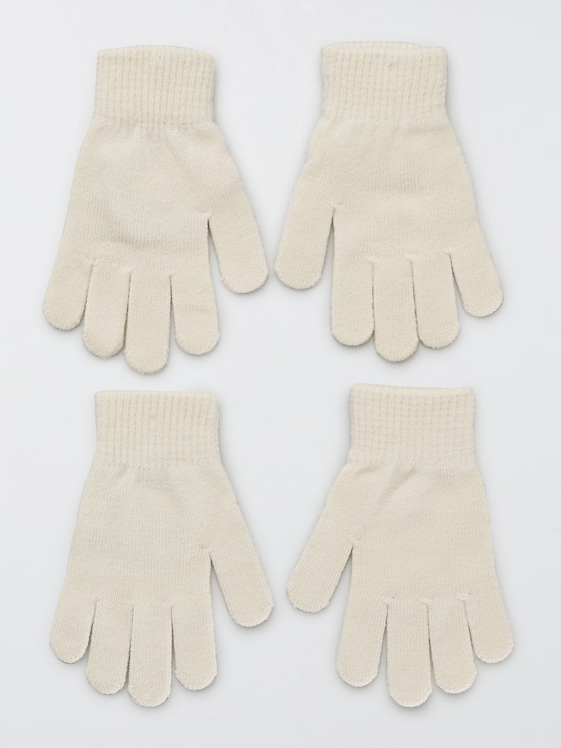 Set van 2 paar handschoenen wit - Kiabi