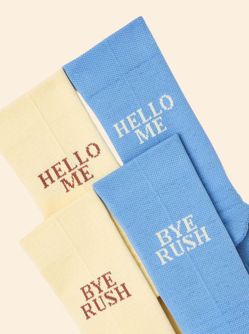 Set van 2 paar hoge compressiekousen (ekstract) effen Geel - Kiabi