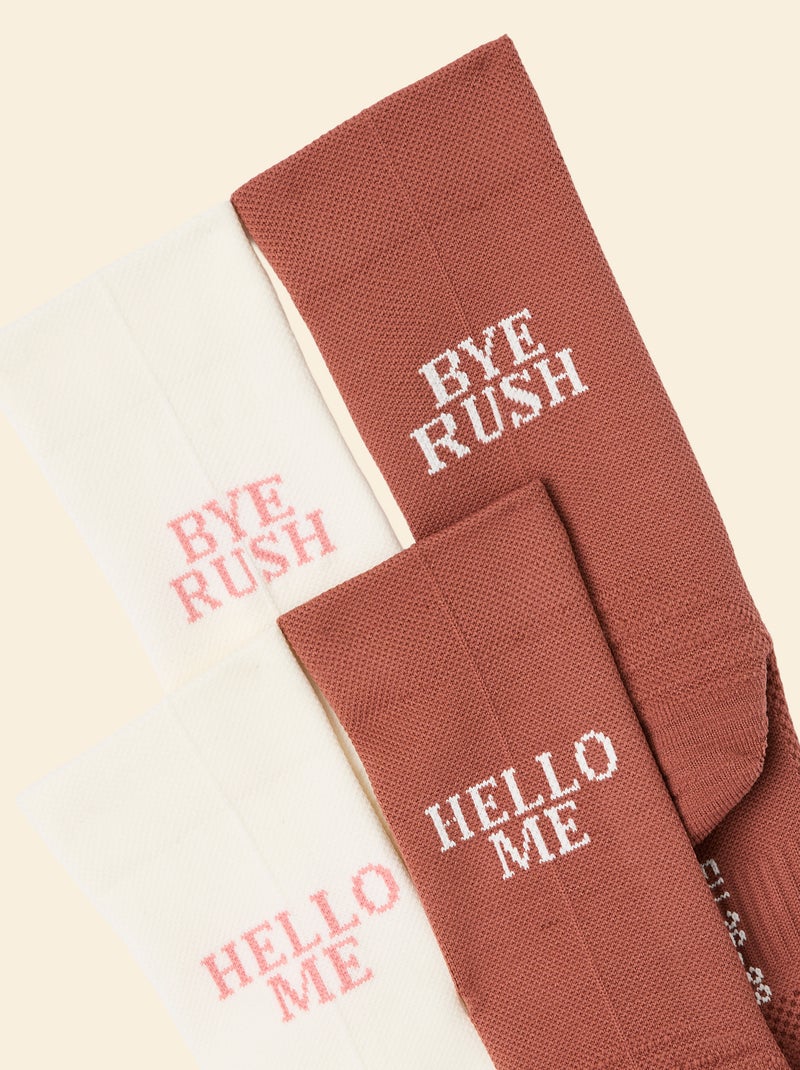 Set van 2 paar hoge compressiekousen (ekstract) effen Rose - Kiabi