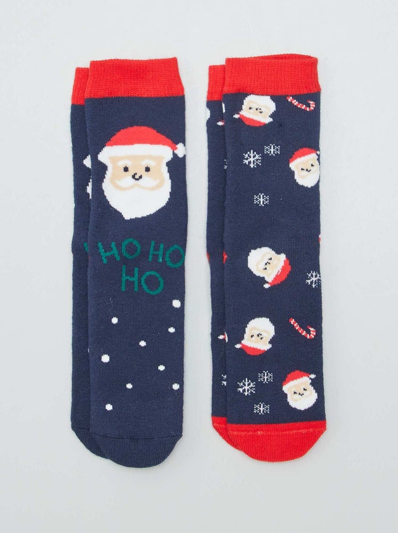 Set van 2 paar kerstsokken BLAUW - Kiabi