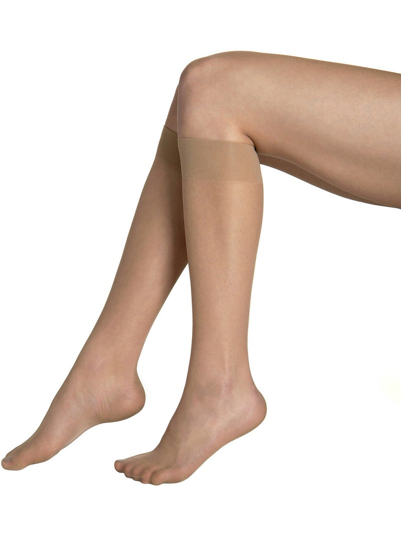 Set van 2 paar kniehoge sokken 15 den pretty Beige - Kiabi