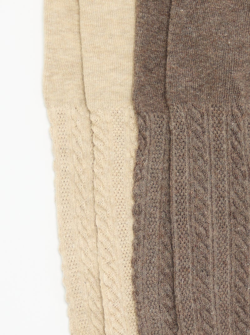 Set van 2 paar panty's met fantasiebreisel Bruin - Kiabi