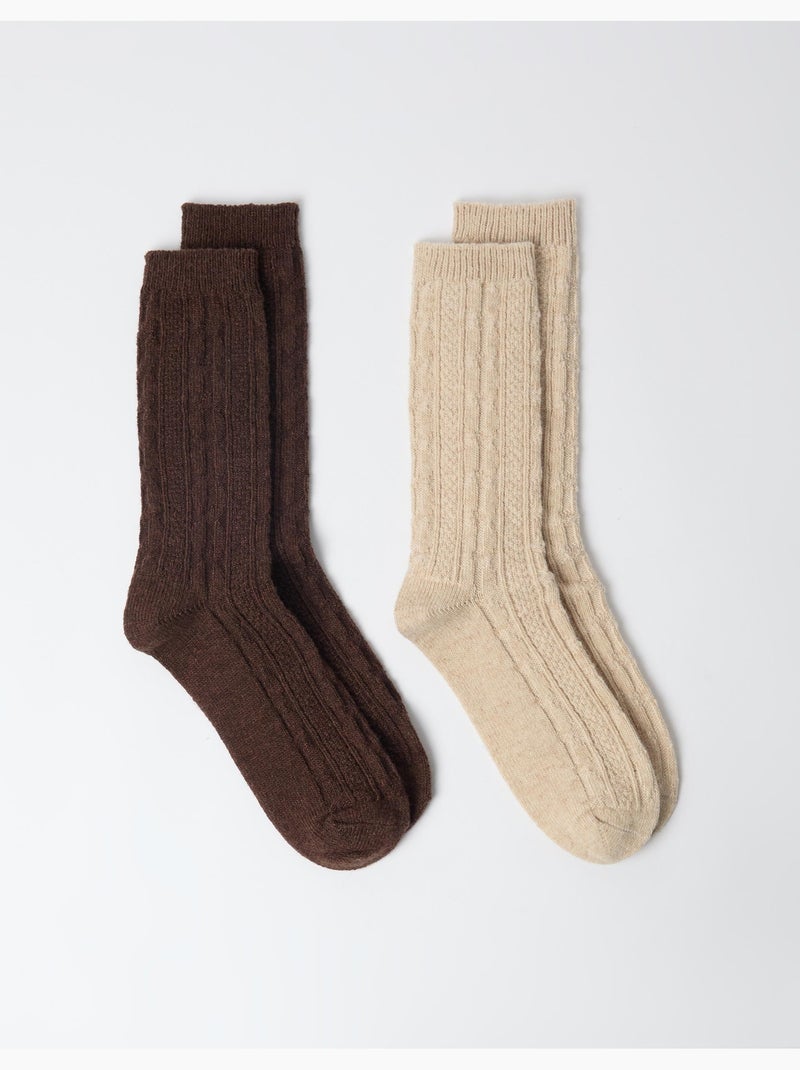 Set van 2 paar sokken, mo fashion Bruin - Kiabi