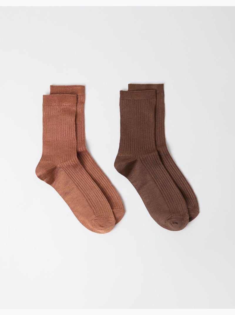 Set van 2 paar sokken, mo fashion Bruin - Kiabi