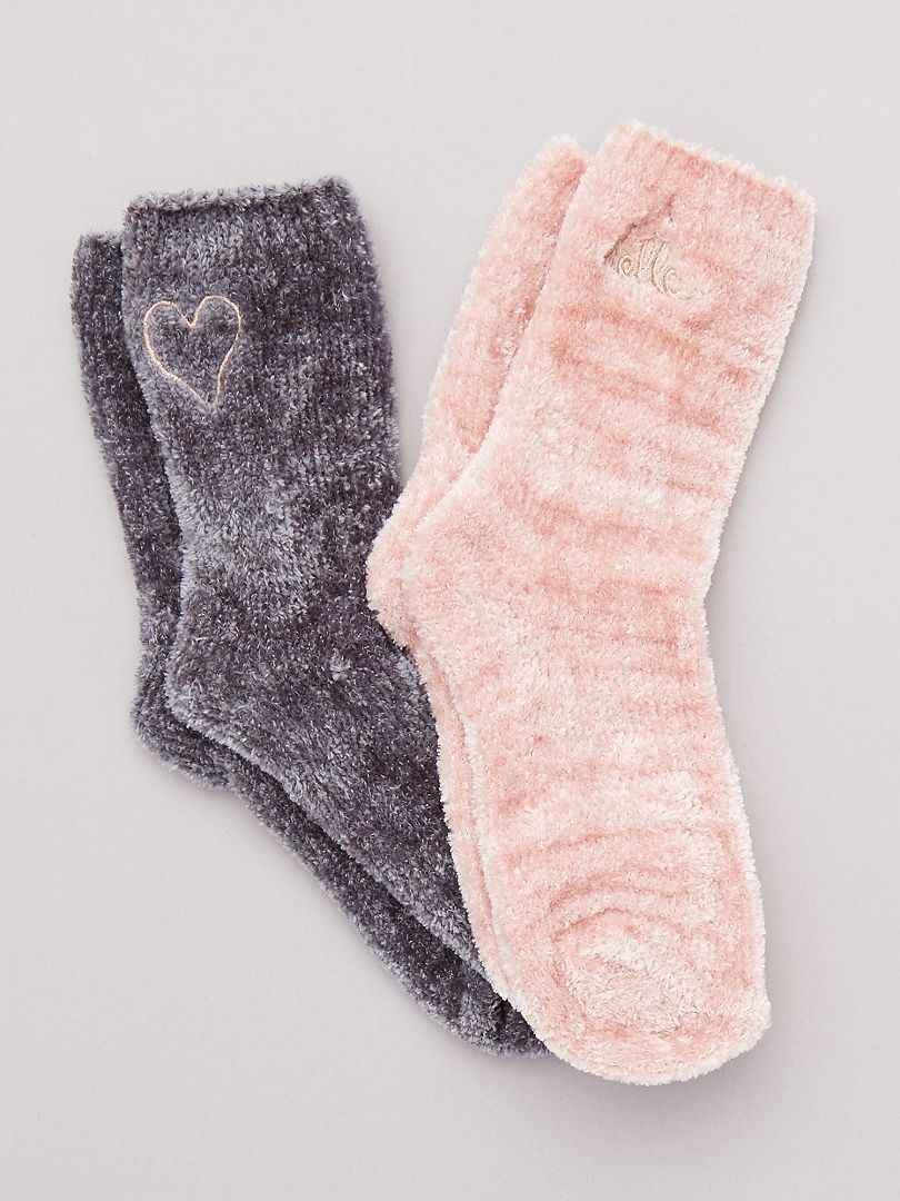Set van 2 paar warme sokken grijs - Kiabi