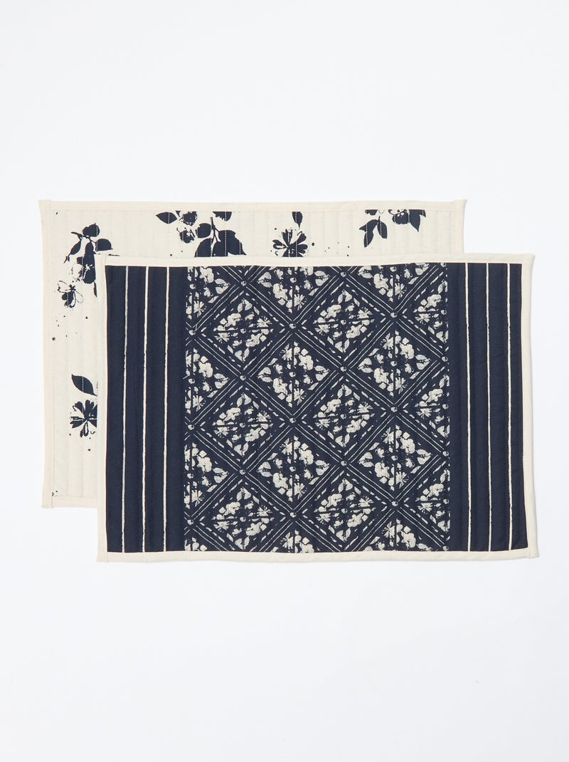 Set van 2 placemats met print - Kiabi Home Blauw - Kiabi