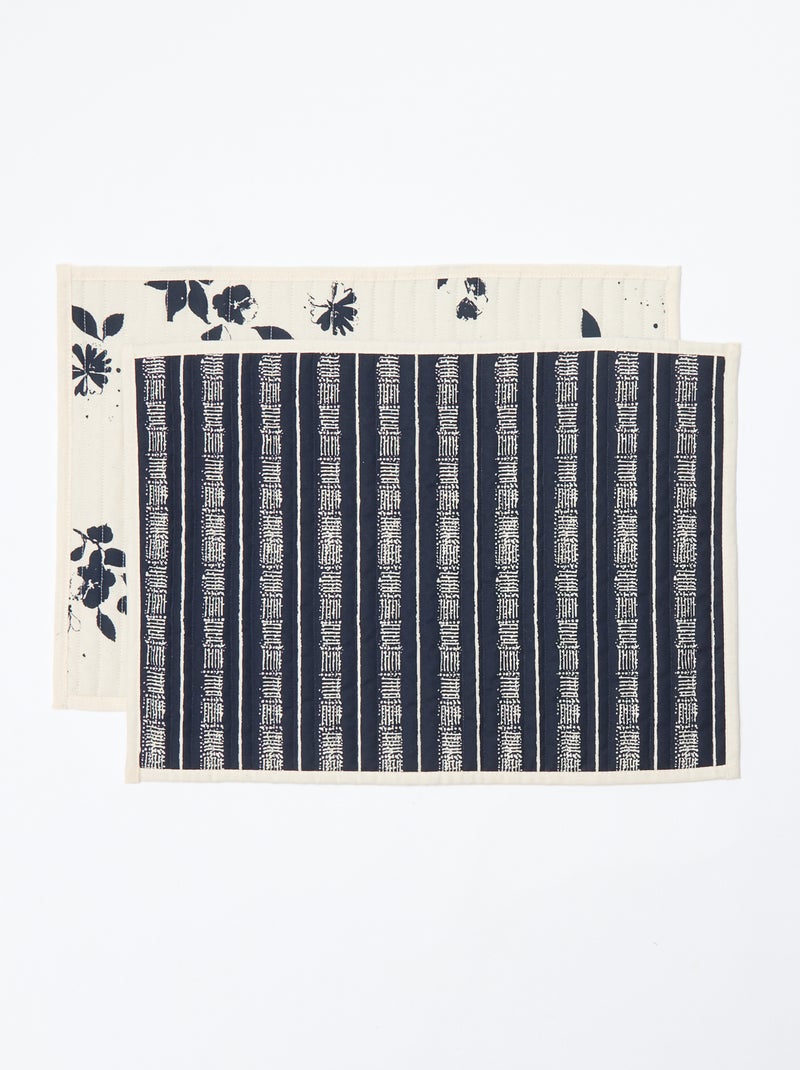Set van 2 placemats met print - Kiabi Home Blauw - Kiabi