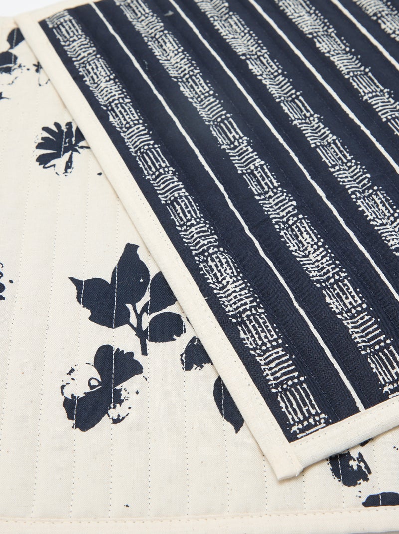 Set van 2 placemats met print - Kiabi Home Blauw - Kiabi
