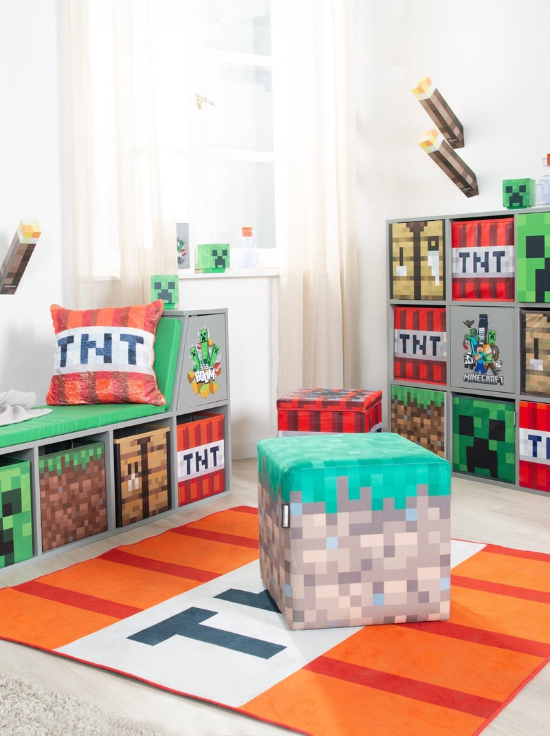 Set van 2 poefs van velours, grasblok en TNT-kubus 'Minecraft' ROBA Multicolor - Kiabi