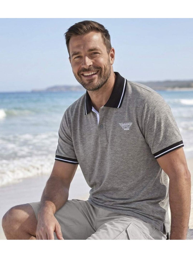 Set van 2 polo’s met gevlamd effect - atlas for men Paarsgrijs - Kiabi