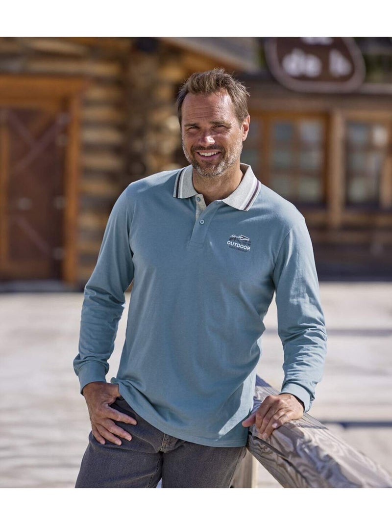 Set van 2 polo's met lange mouwen - atlas for men Paarsgrijs - Kiabi