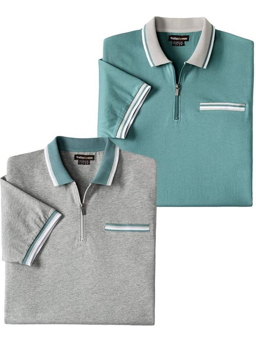 Set van 2 polo’s met ritskraag - atlas for men - Kiabi Set van 2 polo’s met ritskraag - atlas for men - Kiabi