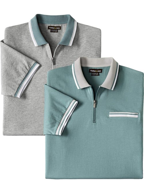 Set van 2 polo’s met ritskraag - atlas for men - Kiabi Set van 2 polo’s met ritskraag - atlas for men - Kiabi