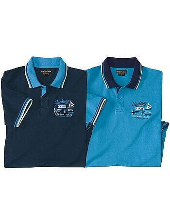 Set van 2 polo’s van piquéstof met borduursels - ATLAS FOR MEN