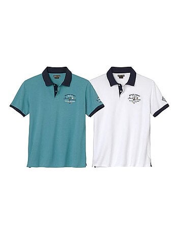 Set van 2 polo’s van piquéstof met borduursels - ATLAS FOR MEN