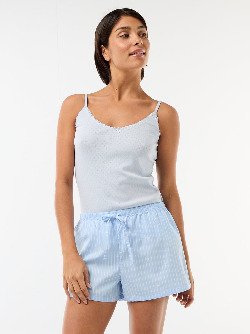 Set van 2 poplin shorts met katoenen trekkoord Blauw - Kiabi