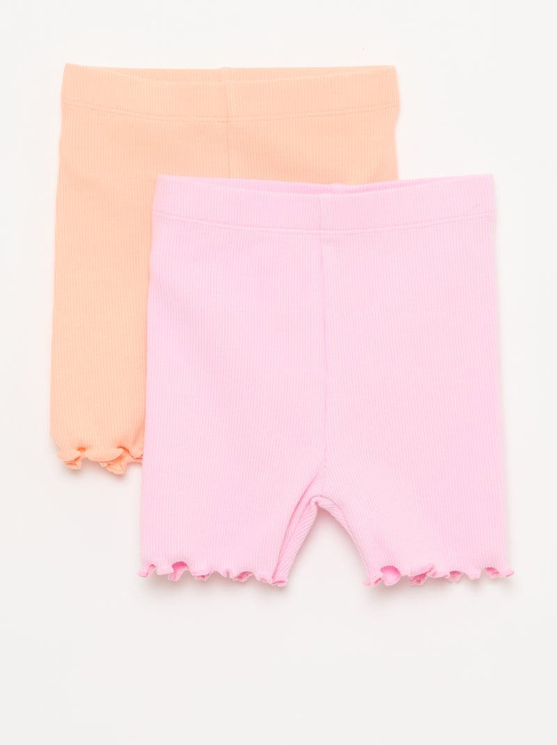 Set van 2 rib leggings Oranje - Kiabi
