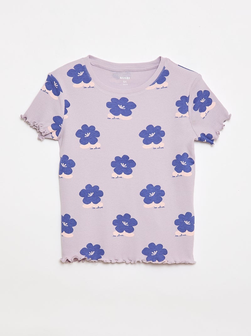 Set van 2 rib T-shirts Paars - Kiabi